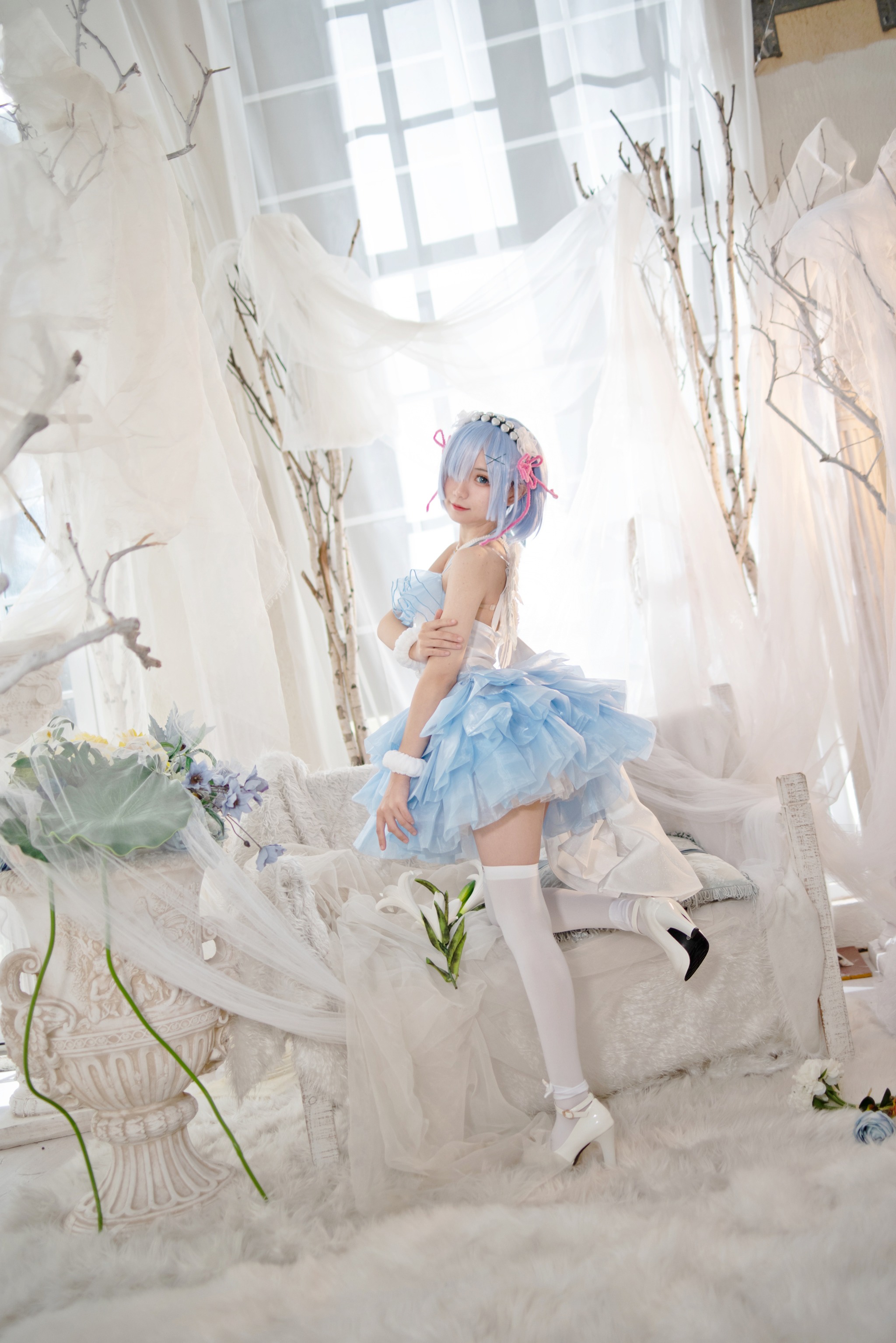 图片[1]-花柒Hana – NO.001 天使蕾姆蓝[19P]-XikXak